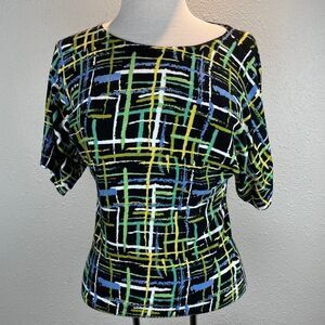 NWT Joseph A. Plaid Print Short Sleeve Top